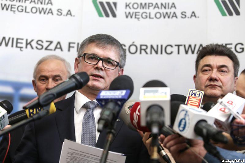 Adam Gawęda w czasie konferencji z ministrem energii Krzysztofem Tchrzewskim i Grzegorzem Tobiszowskim / Dominik Gajda